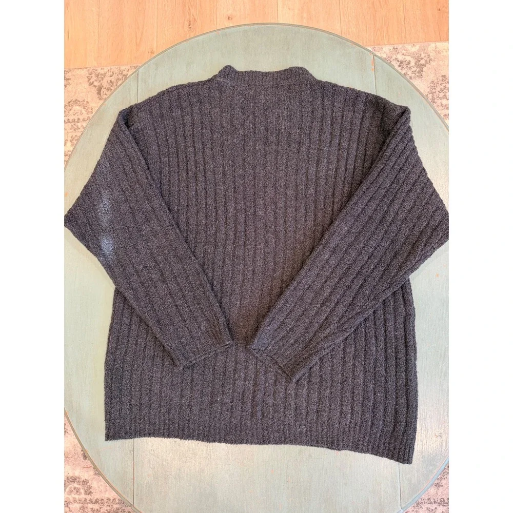 Banana Republic Mens Wool Cashmere Ribbed Crew Neck Sweater Charcoal Grey Large